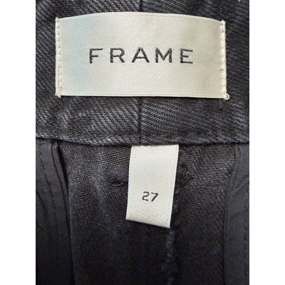 NWT Frame Denim Pleated Structural Shorts Washed Black High Rise 27 Retail $248
